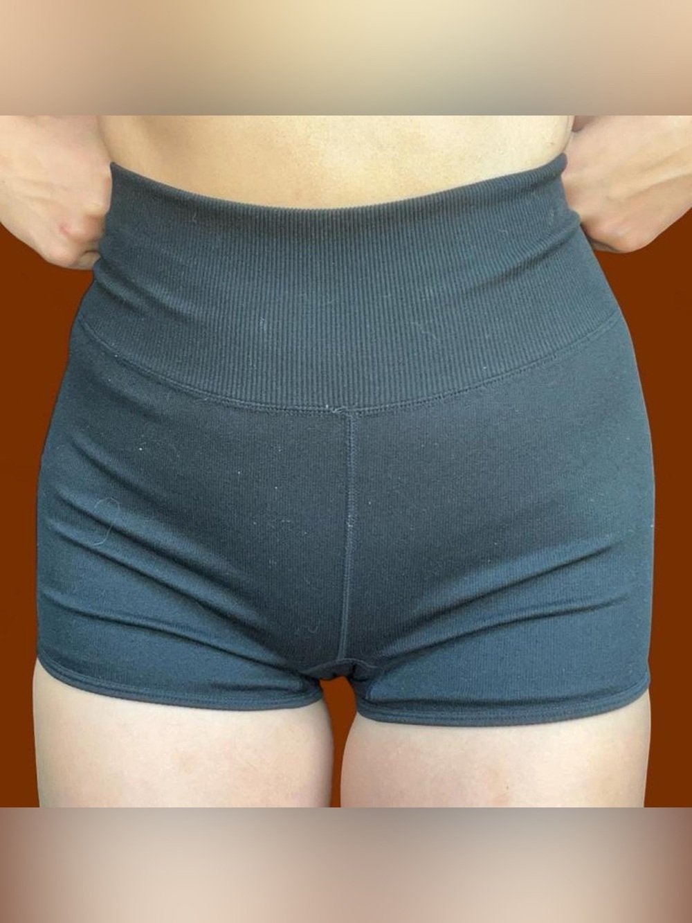 wild fable Black High-Rise Ribbed Waist Shorts